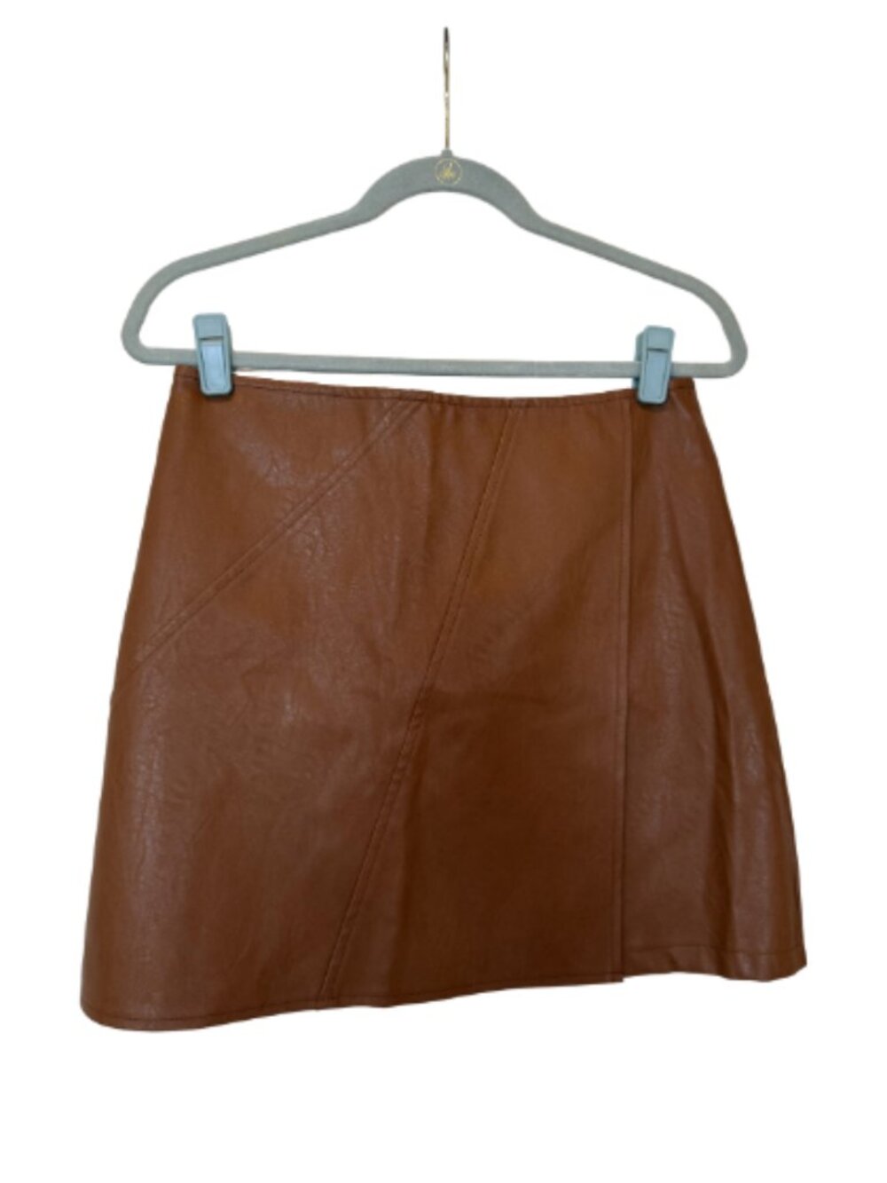 Brown Faux Leather A-Line Mini Skirt